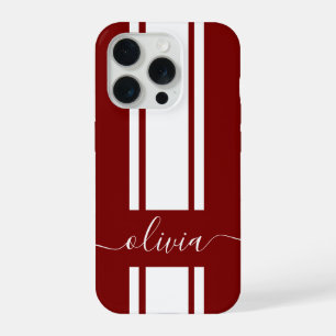 Modern Trendy Racing Stripes monogrammed  iPhone 15 Pro Case