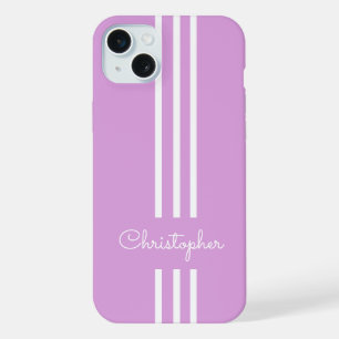 Modern Trendy Racing Stripes monogrammed iPhone 15 Plus Case