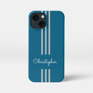 Modern Trendy Racing Stripes monogrammed  iPhone 13 Mini Case