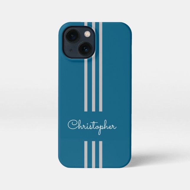 Modern Trendy Racing Stripes monogrammed  iPhone Case (Back)