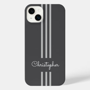 Modern Trendy Racing Stripes monogrammed  iPhone 14 Plus Case