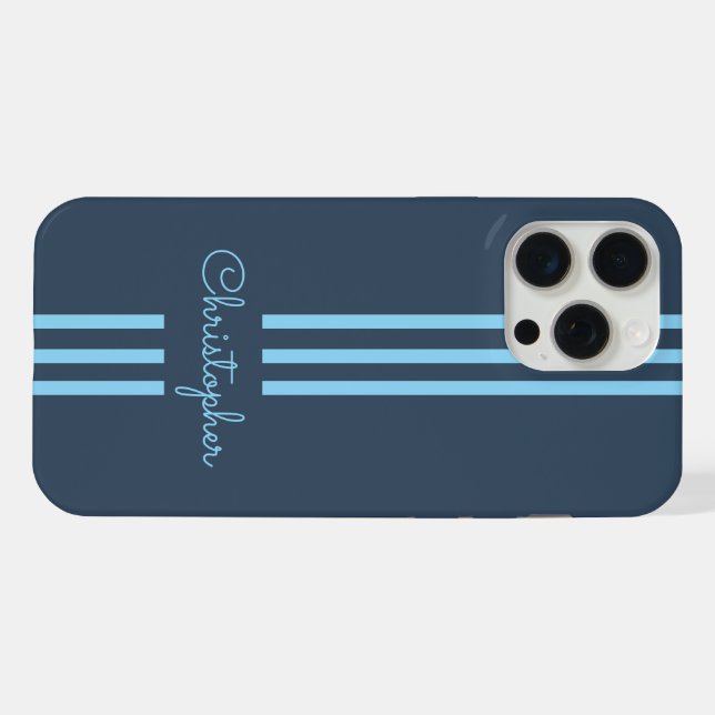 Modern Trendy Racing Stripes monogrammed  iPhone Case (Back Horizontal)