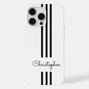 Modern Trendy Racing Stripes monogrammed iPhone 15 Pro Max Case
