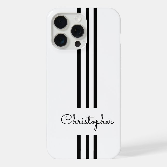 Modern Trendy Racing Stripes monogrammed  iPhone Case (Back)