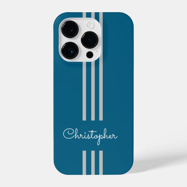 Modern Trendy Racing Stripes monogrammed  iPhone Case (Back)