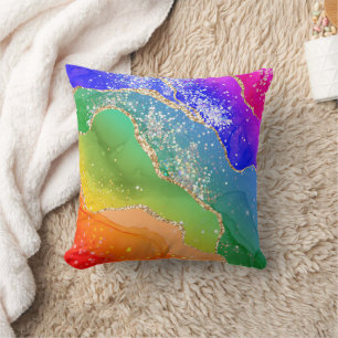Modern Trendy Rainbow Glitter  Cushion