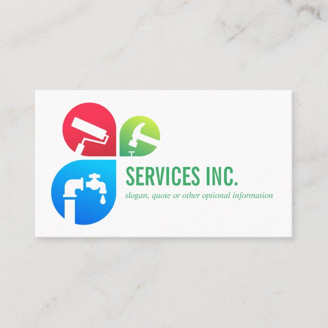Modern Trendy Repairing services logo professional Business Card (Front)