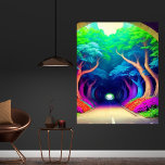 Modern Trendy Retro Trippy Illustration Poster<br><div class="desc">Modern Trendy Trippy Illustration Poster. A magical and vibrant retro scene.</div>