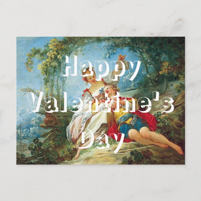 Modern Trendy Rococo Happy Lovers Valentine Day Postcard (Front)