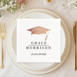 Modern & Trendy Rose Gold Personalised Graduation Napkin