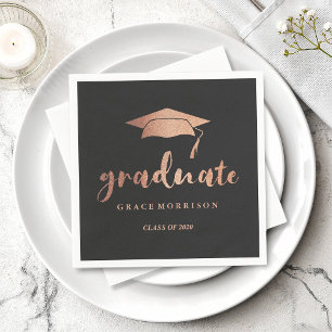 Modern & Trendy Rose Gold Personalised Graduation Napkin