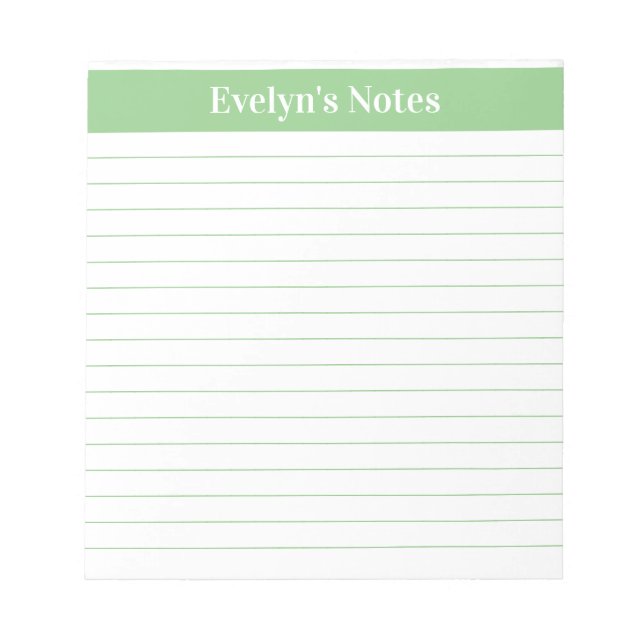 Modern Trendy Sage Green Script Large Print Notepad (Front)