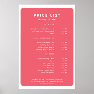 Modern, Trendy, Salon Price List Poster