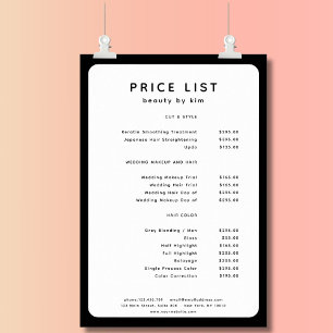 Modern, Trendy, Salon Price List Poster