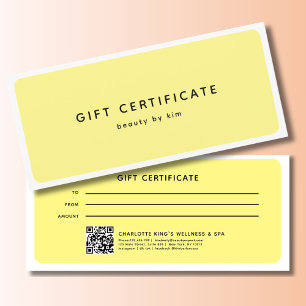 Modern Trendy Salon QR Code Gift Certificate