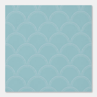 Modern trendy scallop shell sgraffito dusty blue wallpaper