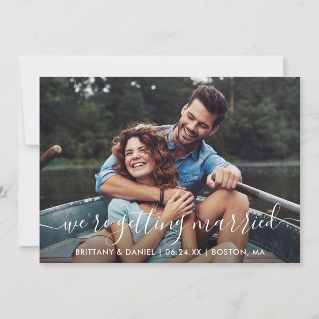 Modern Trendy Script Getting Married Save The Date (Front)