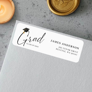 Modern Trendy Script Graduation Return Address Label