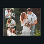 Modern Trendy Script Just Married 4 Photo Postcard<br><div class="desc">Modern Trendy Script Wedding 4 Photo Just Married Announcement Postcard</div>