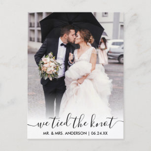 Modern Trendy Script We Tied The Knot Overlay Postcard