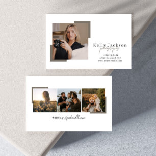Modern Trendy Simple 4 Photos Photographer Business Card