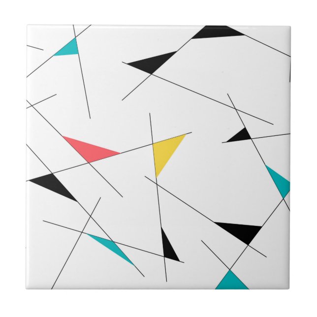Modern, trendy, simple, fun geometric graphic ceramic tile (Front)