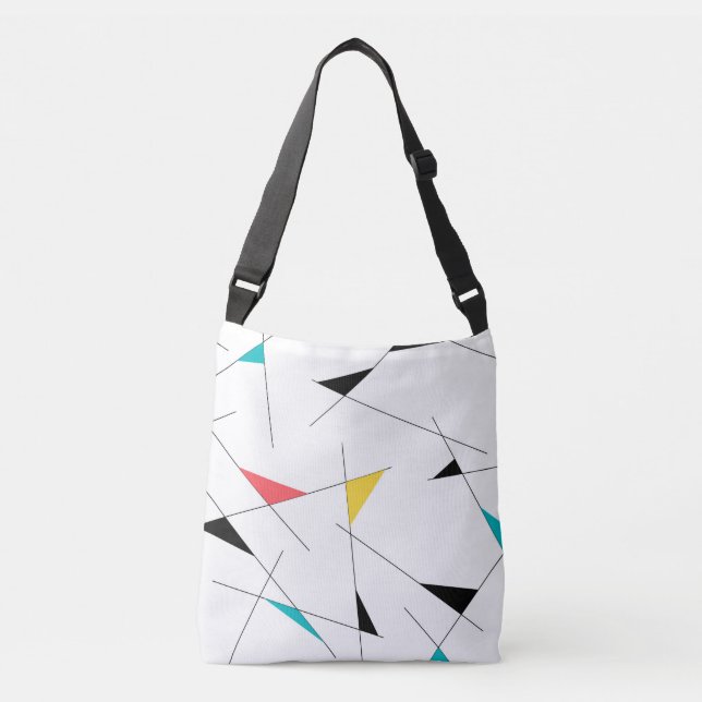 Modern, trendy, simple, fun geometric graphic crossbody bag (Front)