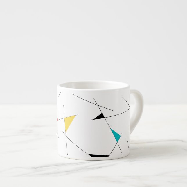 Modern, trendy, simple, fun geometric graphic espresso cup (Front Right)