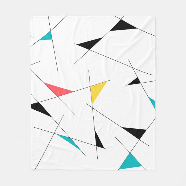 Modern, trendy, simple, fun geometric graphic fleece blanket (Front)