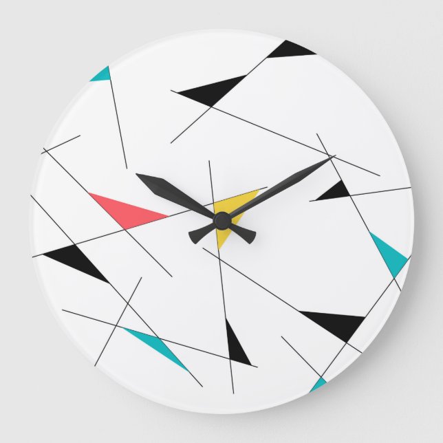Modern, trendy, simple, fun geometric graphic large clock (Front)