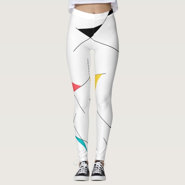 Modern, trendy, simple, fun geometric graphic leggings (Front)