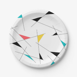 Modern, trendy, simple, fun geometric graphic paper plate