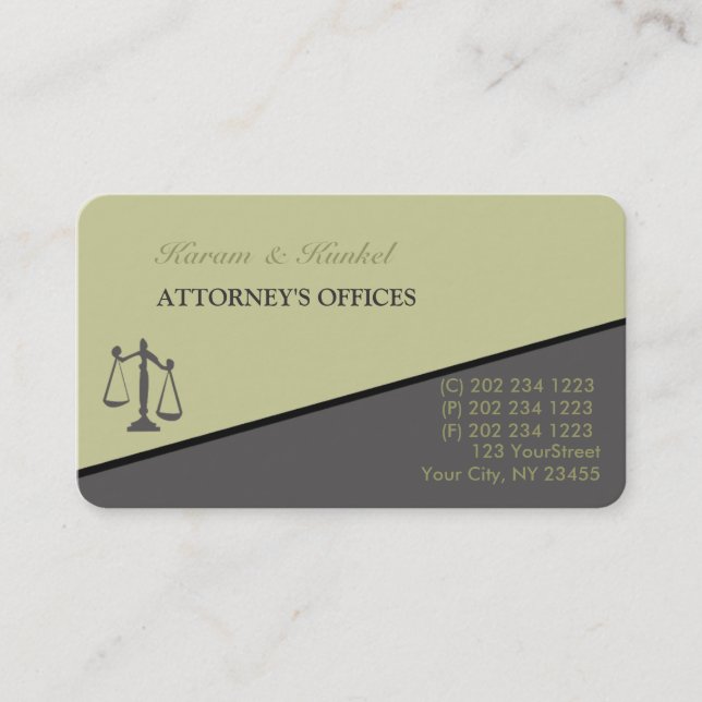 Modern Trendy Slanted Stripe Attorney Lawyers Business Card (Front)