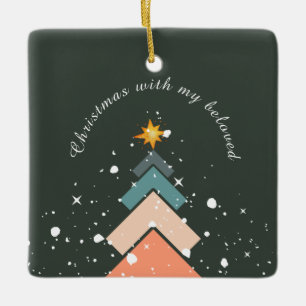 Modern Trendy Snow Christmas Tree Ceramic Ornament