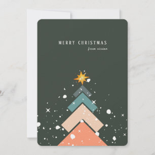 Modern Trendy Snow Christmas Tree Holiday card