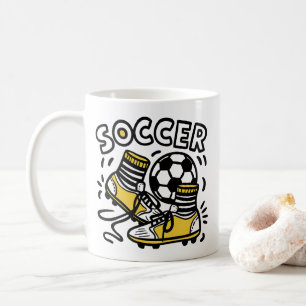 Modern Trendy Soccer Ball Football Coffee Mug