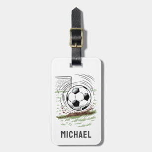 Modern Trendy Soccer Ball Football Personalised Luggage Tag