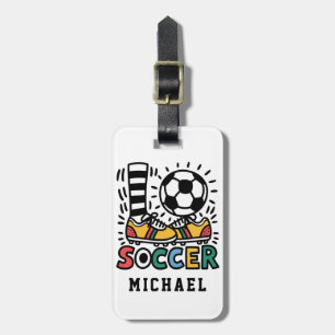 Modern Trendy Soccer Ball Football Personalised Luggage Tag