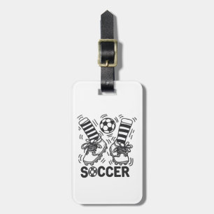 Modern Trendy Soccer Ball Football Personalised Luggage Tag