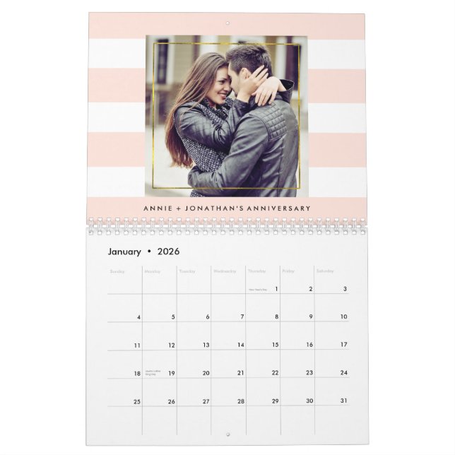 Modern Trendy Stripes with Your Photos Calendar (Jan 2026)