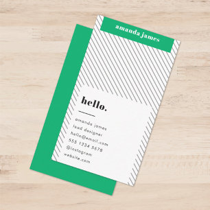 Modern Trendy Stylish Green Diagonal Stripe Business Card