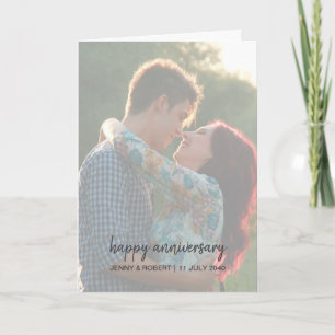 Modern Trendy Stylish Script Photo Anniversary Card