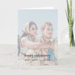 Modern Trendy Stylish Script Photo Anniversary Card