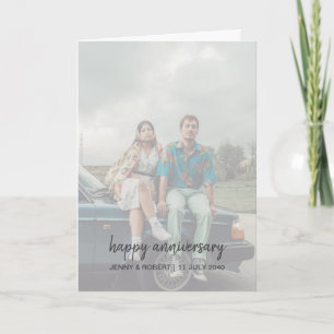 Modern Trendy Stylish Script Photo Anniversary Card