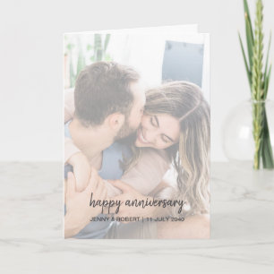 Modern Trendy Stylish Script Photo Anniversary Card