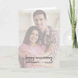 Modern Trendy Stylish Script Photo Anniversary Card