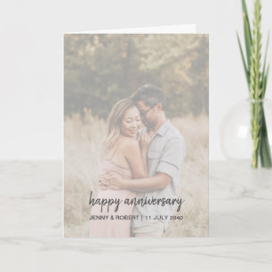 Modern Trendy Stylish Script Photo Anniversary Card