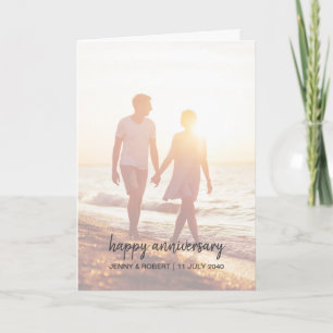 Modern Trendy Stylish Script Photo Anniversary Card