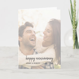 Modern Trendy Stylish Script Photo Anniversary Card