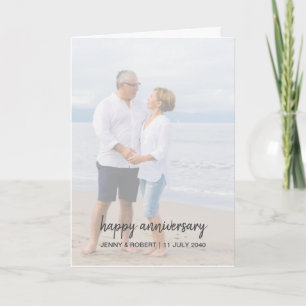 Modern Trendy Stylish Script Photo Anniversary Card